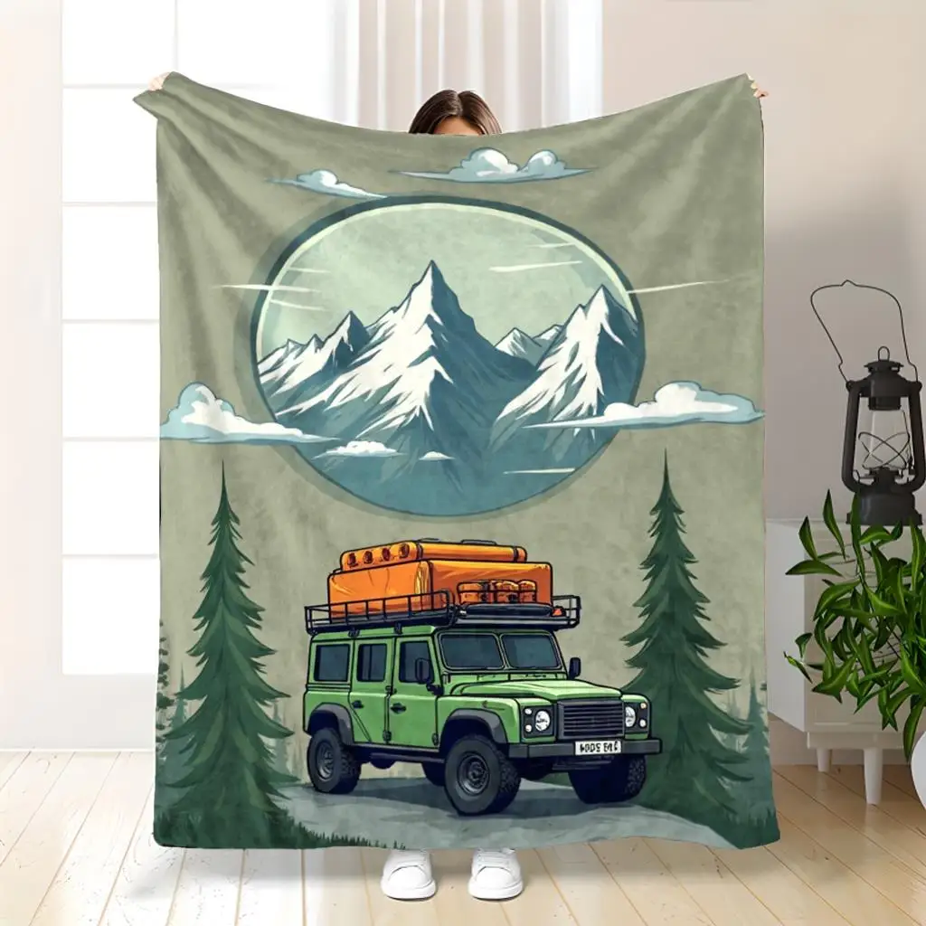 Outdoor Adventure Jeep - Aesthetic Travel Blanket 150x230cm Large Camping