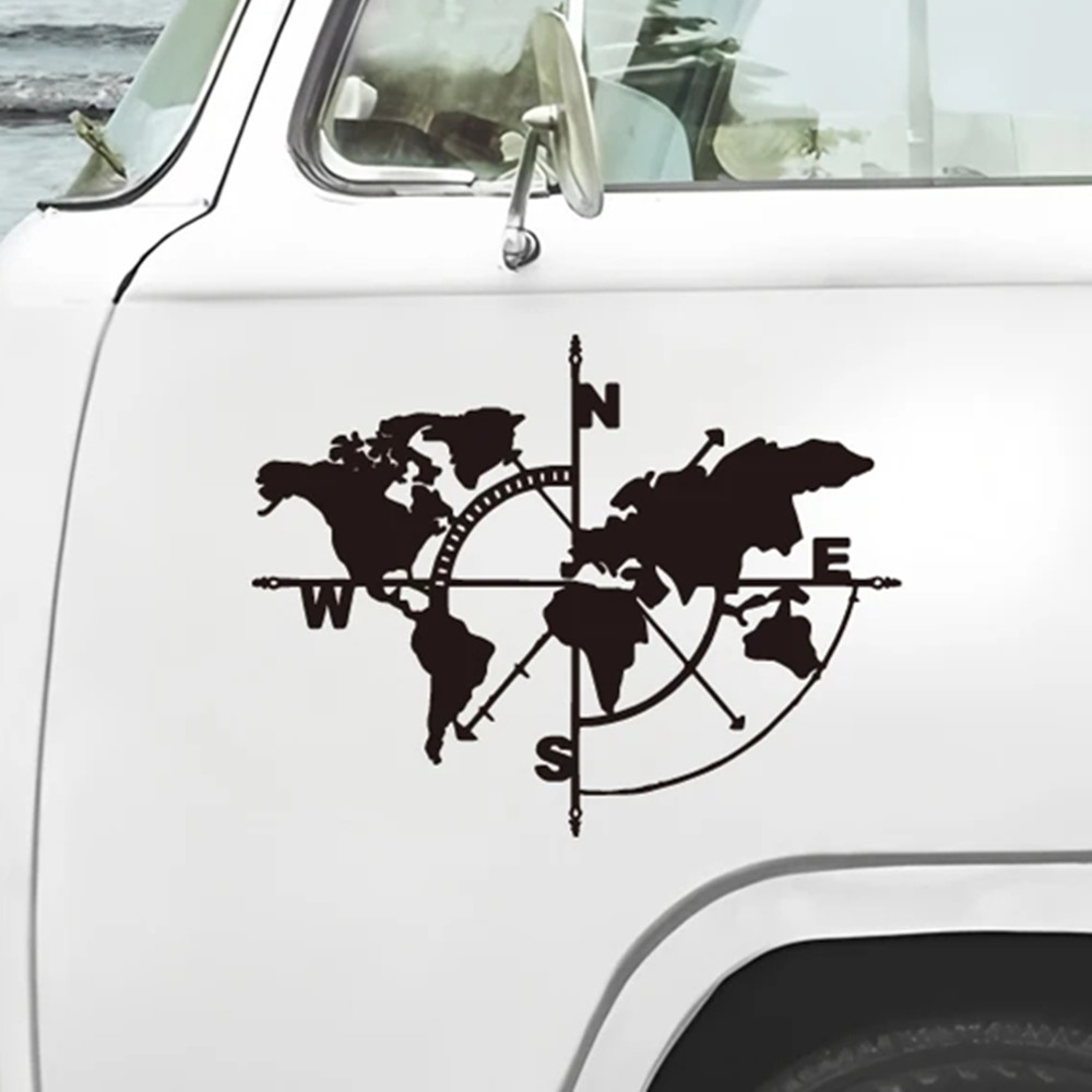 Compass World Map Vinyl Decal, - Outdoor Adventure Jeep 评论和价格