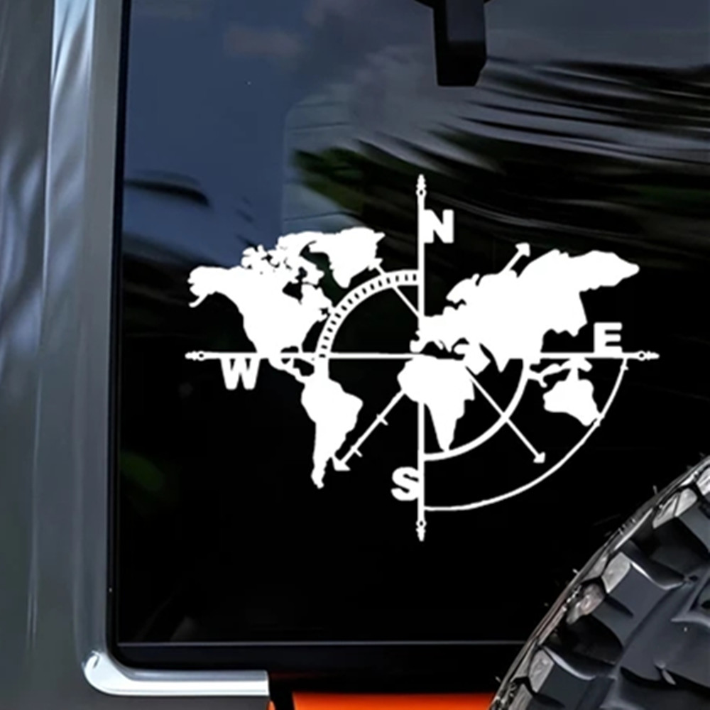Compass World Map Vinyl Decal, - Outdoor Adventure Jeep 评论和价格