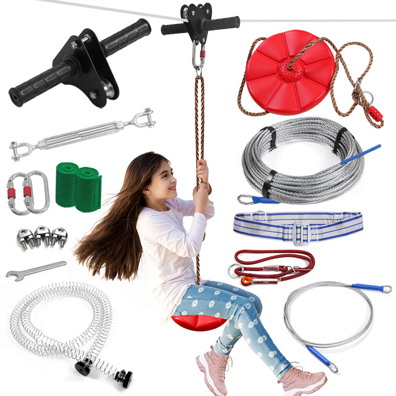 Kids Zipline Kit with Disc Swi - Outdoor Adventure Ziplines & Waterfall 评论和价格