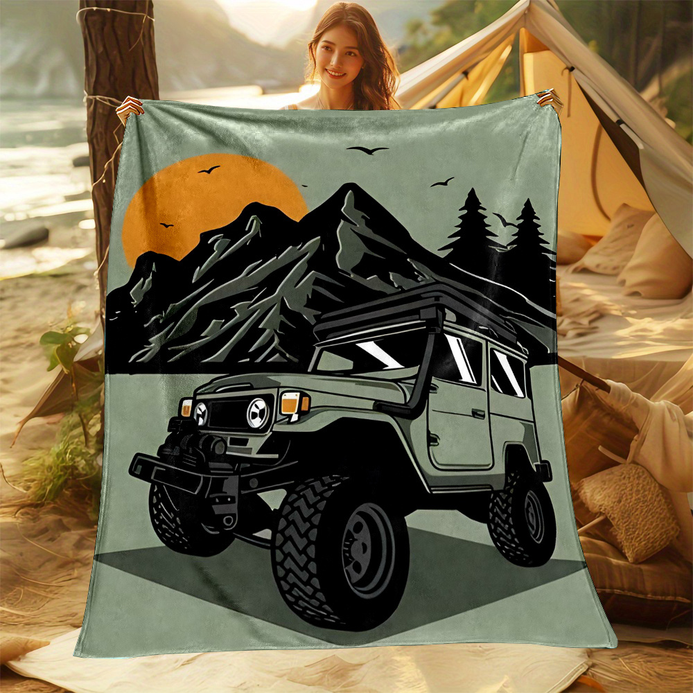 Cozy Camping Jeep Illustration - Outdoor Adventure Jeep 评论和价格